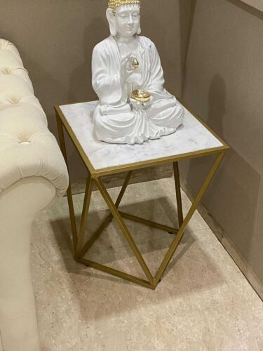 Modern Metal Side Accent Table with Marble Top photo review