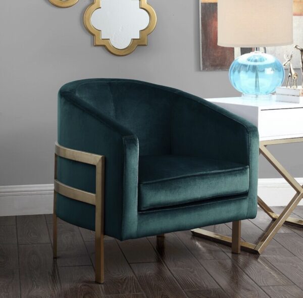 Velvet Barrel Chair (Gold & Green Version)