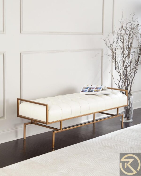 leather metal bench